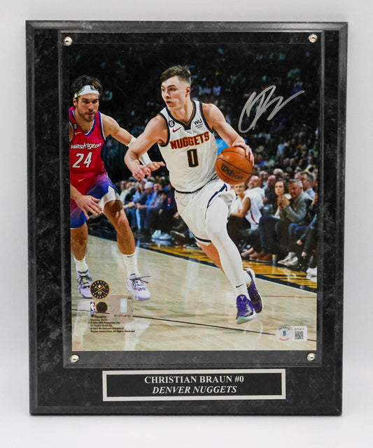 Christian Braun Denver Nuggets Autographed 8"x10" Photo Plaque - Latitude Sports Marketing