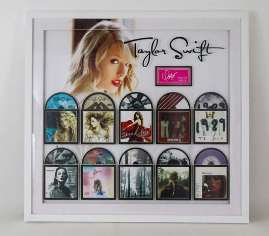 Taylor Swift photo with 10 replica CD's and laser signature framed