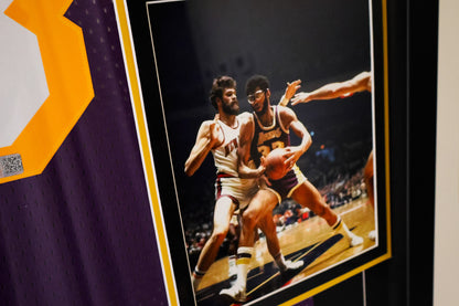Kareem Abdul-Jabbar Los Angeles Lakers Deluxe Framed Purple Jersey