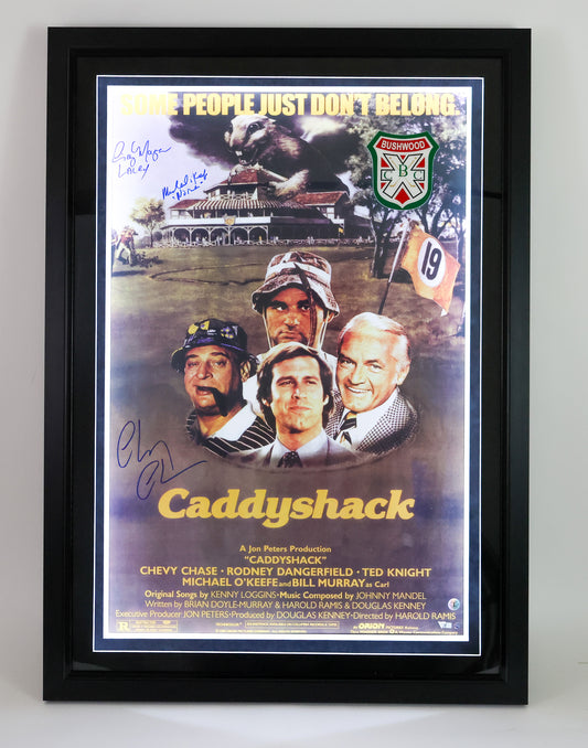 Chevy Chase, Cindy Morgan & Michael O'Keefe Autographed Caddy Shack 16X20 Photo Framed