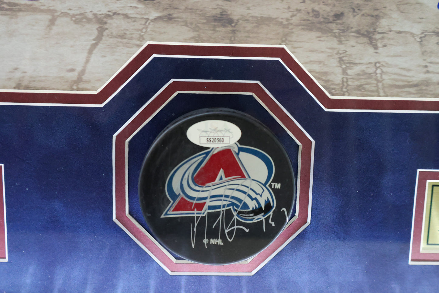Joe Sakic & Peter Forsberg Autographed 16x20 Limited 74/333 with Patrick Roy Autographed Hockey Puck (JSA COA) Lighted Shadow Box