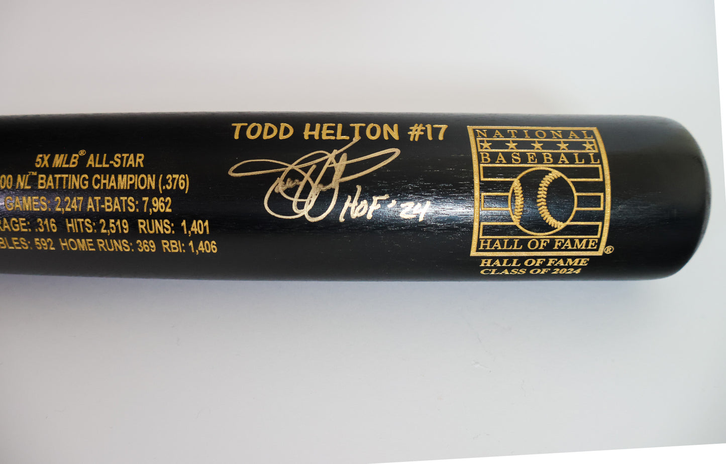 Todd Helton Autographed Baseball Hall of Fame Bat #170/500