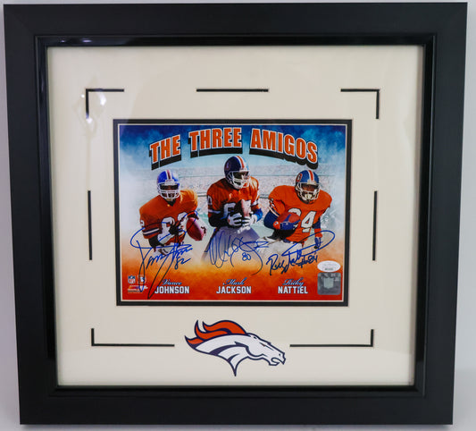 Vance Johnson, Mark Jackson & Ricky Nattiel Autographed Denver Broncos 8X10 Photo