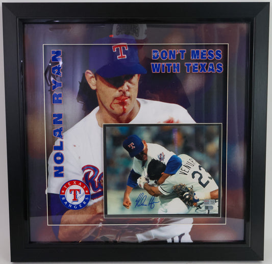 Nolan Ryan Autographed Texas Rangers 8X10 Photo Shadow Box Frame