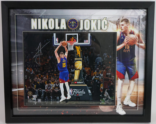 Nikola Jokic Autographed Denver Nuggets 16X20 Photo Shadow Box Frame
