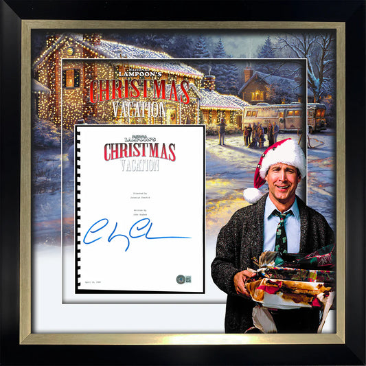 Chevy Chase autographed Christmas Vacation Movie Script framed