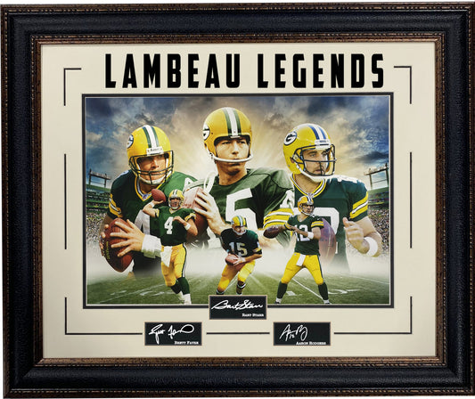 Green Bay Packers Lambeau Legends Laser Engraved Signature Framed Artwork - Latitude Sports Marketing