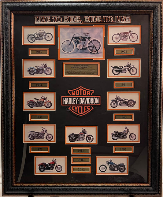 Harley Davidson Motorcycle Laser Engraved Signature Framed Artwork - Latitude Sports Marketing