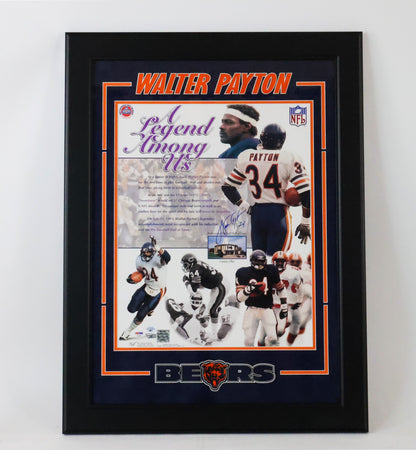 Autographed Chicago Bears Walter Payton Blue Suede Frame