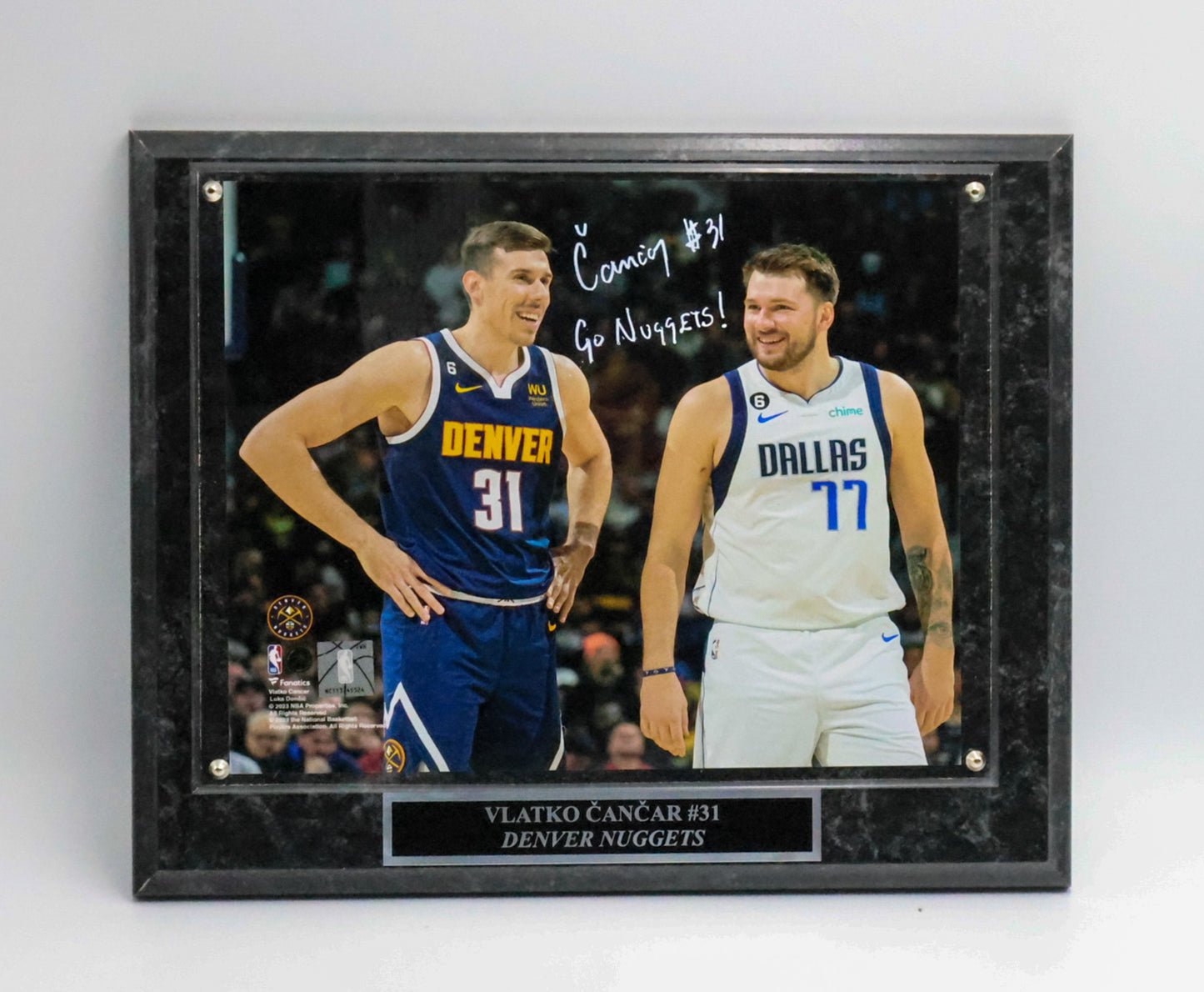 Vlatko Cancar Autographed 8x10 Photo Plaque Featuring Luka Doncic