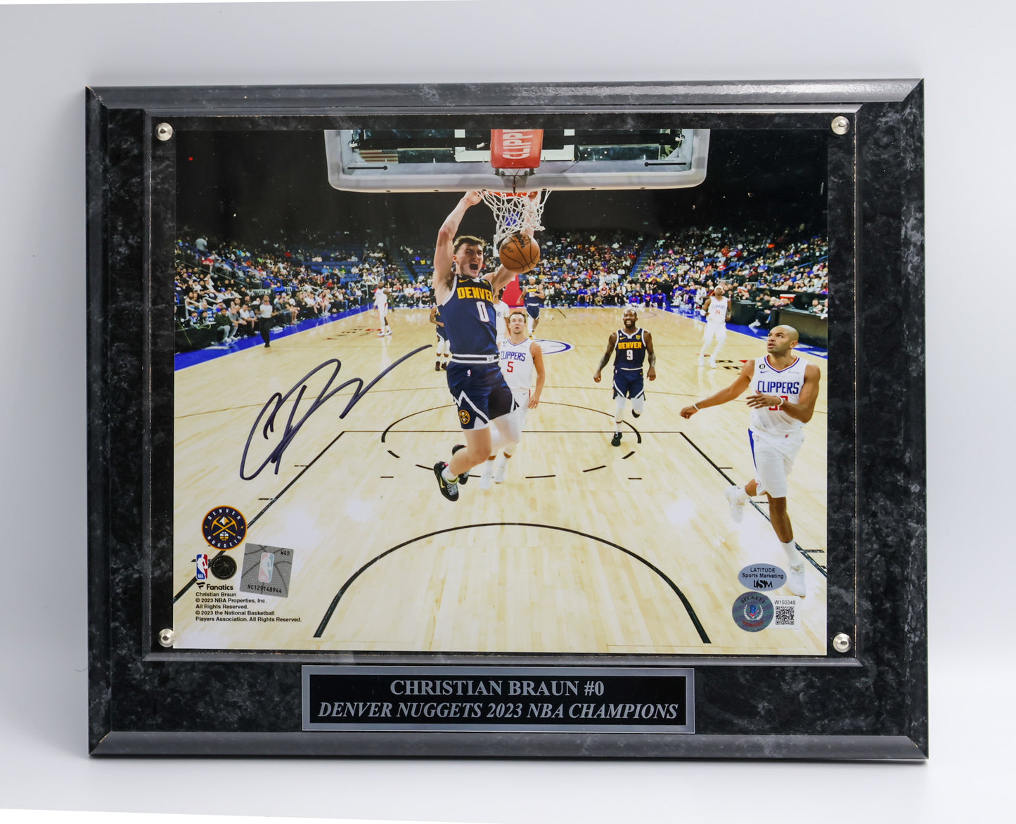 Christian Braun Autographed Denver Nuggets 8x10 Photo With Plaque