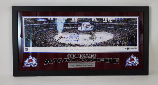 Gabriel Landeskog Autographed Colorado Avalanche Stanley Cup celebration panoramic photo deluxe framed