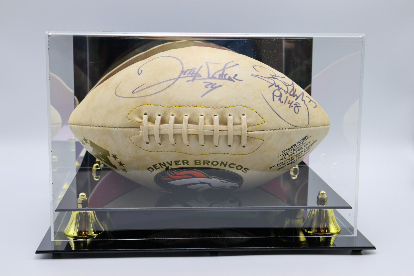 Karl Mecklenburg Deltha O'Neal Denver Broncos Autographed Football