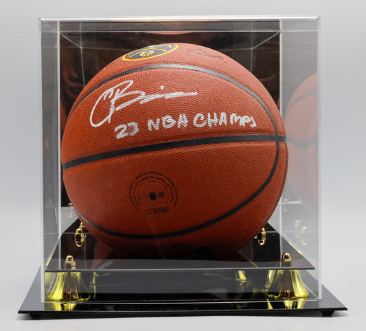 Christian Braun Denver Nuggets Autographed Basketball Inscribed With Display Case