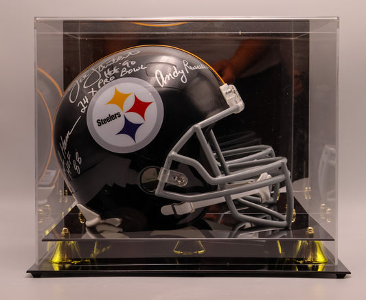 Pittsburg Steelers Autographed Andy Russel, Jack Lambert, Jack Ham Steel Curtain Replica Helmet