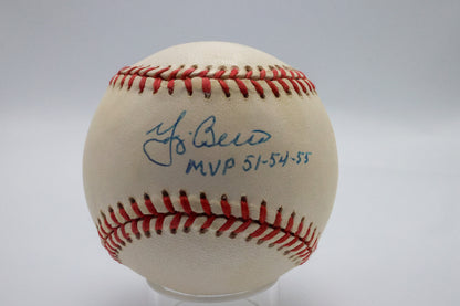 Yogi Berra Autographed Baseball "MVP 51-54-55" Inscription
