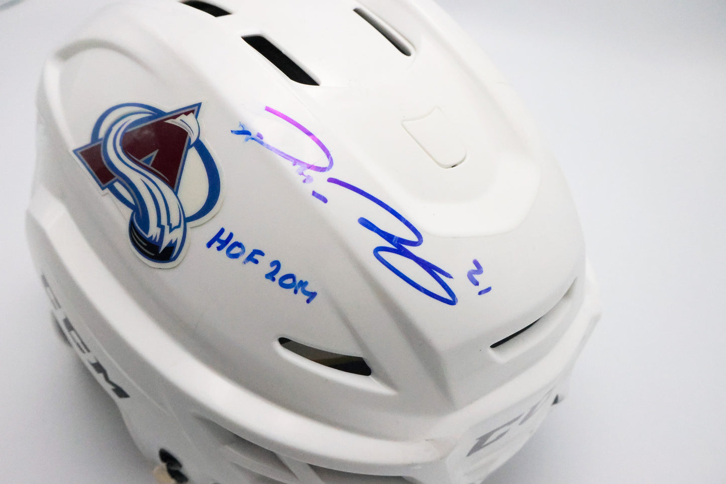 Autographed Peter Forsberg Dual-Signed Hockey Helmet with Inscriptions