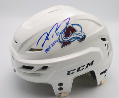 Autographed Peter Forsberg Dual-Signed Hockey Helmet with Inscriptions