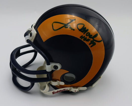 Tom Mack Autographed Los Angeles Rams Mini Helmet "HOF 99" Mini Helmet