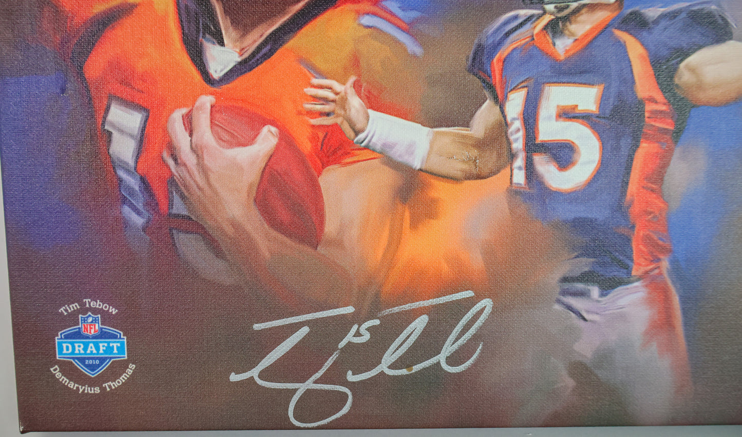 Tim Tebow and Demaryius Thomas Autographed Denver Broncos Canvas Piece