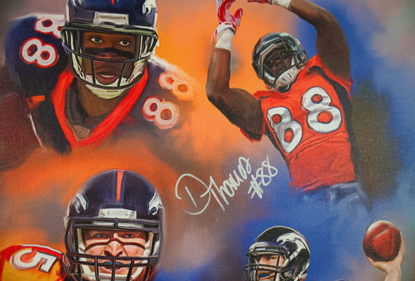Tim Tebow and Demaryius Thomas Autographed Denver Broncos Canvas Piece