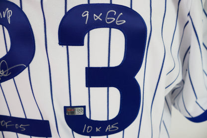 Ryne Sandberg Autographed Chicago Cubs Jersey With "8X NL MVP" "HOF 05" "9X GG" "10 X AS" Inscription