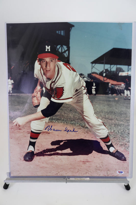 Warren Spahn Autographed Milwaukee Braves 16X20 Photo
