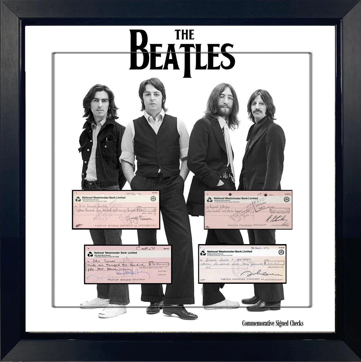 The Beatles Laser Engraved Signature Framed Artwork - Latitude Sports Marketing