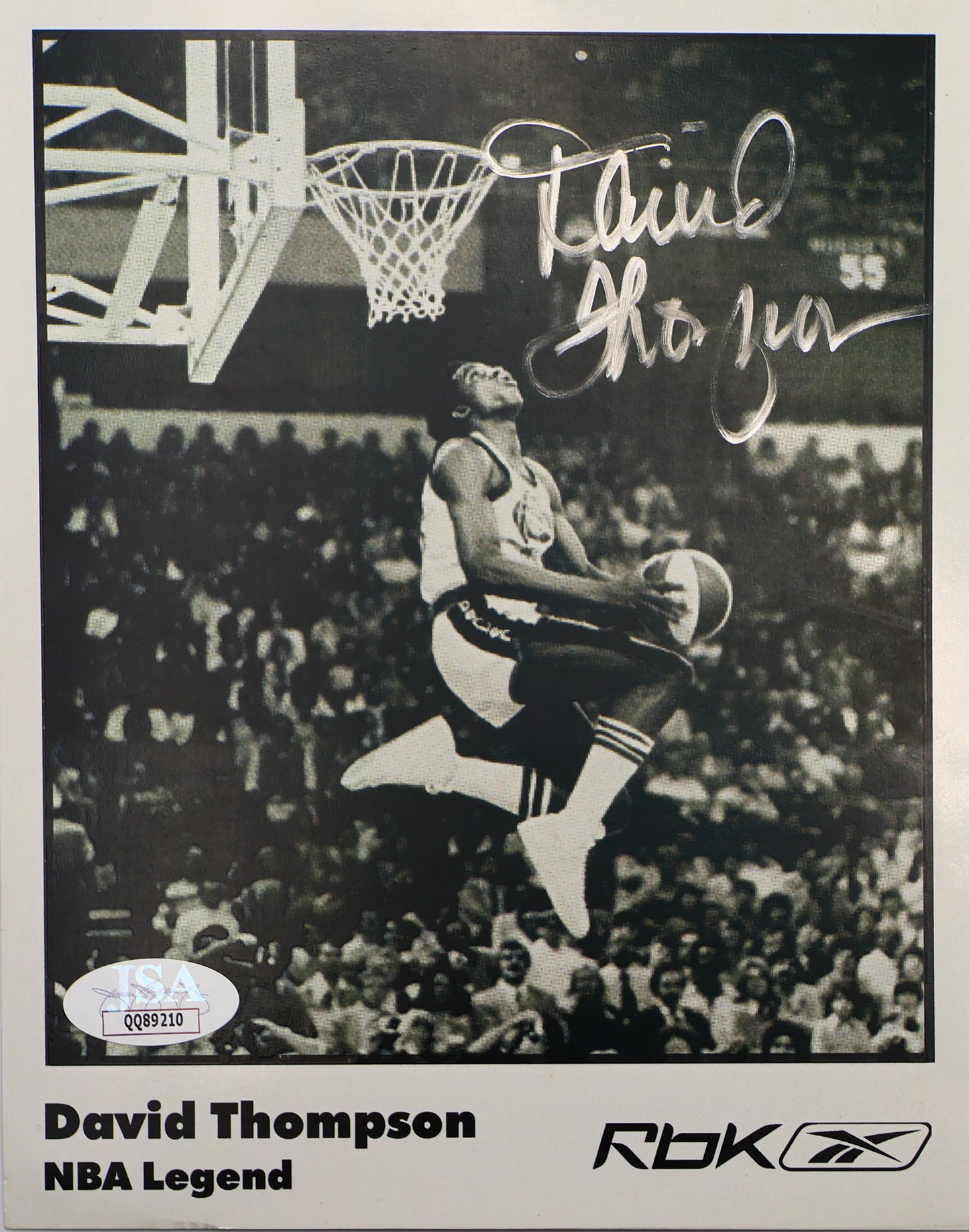 David Thompson Denver Nuggets Autographed Card Photo Dunk