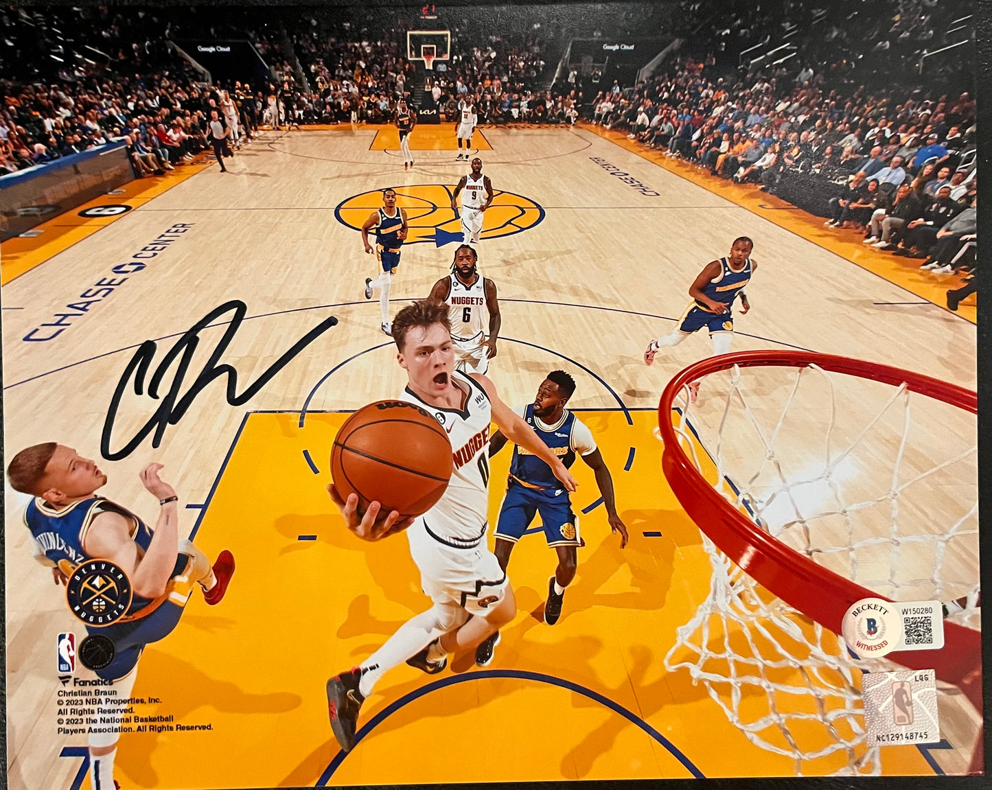 Christian Braun Autographed Action Shot vs Golden State Warriors 8x10 Photo - Latitude Sports Marketing