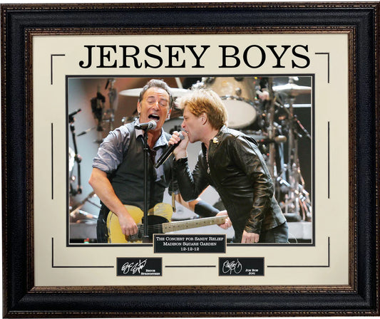 Jersey Boys Bruce Springsteen and Bon Jovi Photo with laser signatures framed