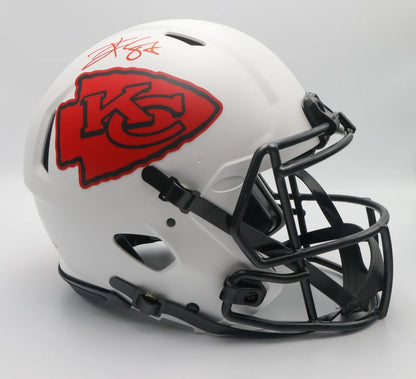 Travis Kelce Autographed Kansas City Chiefs Lunar Full Size Pro Helmet (Beckett)
