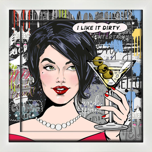 Dirty Girl Martini 3D Pop art framed