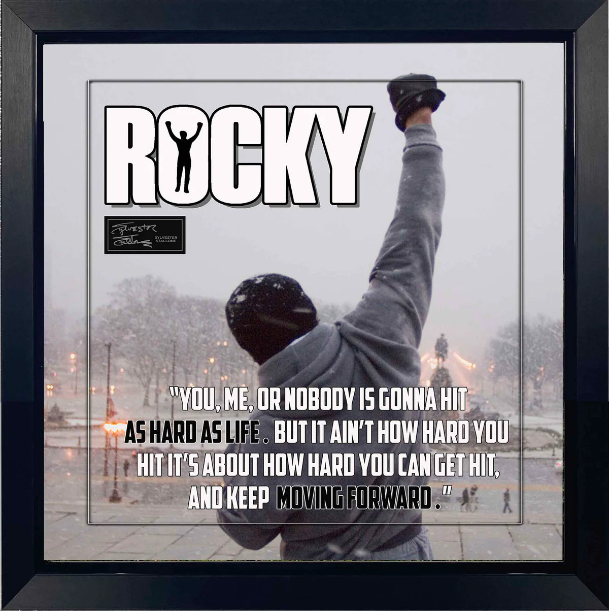 Sylvester Stallone "Rocky" Laser Engraved Signature Framed Artwork - Latitude Sports Marketing