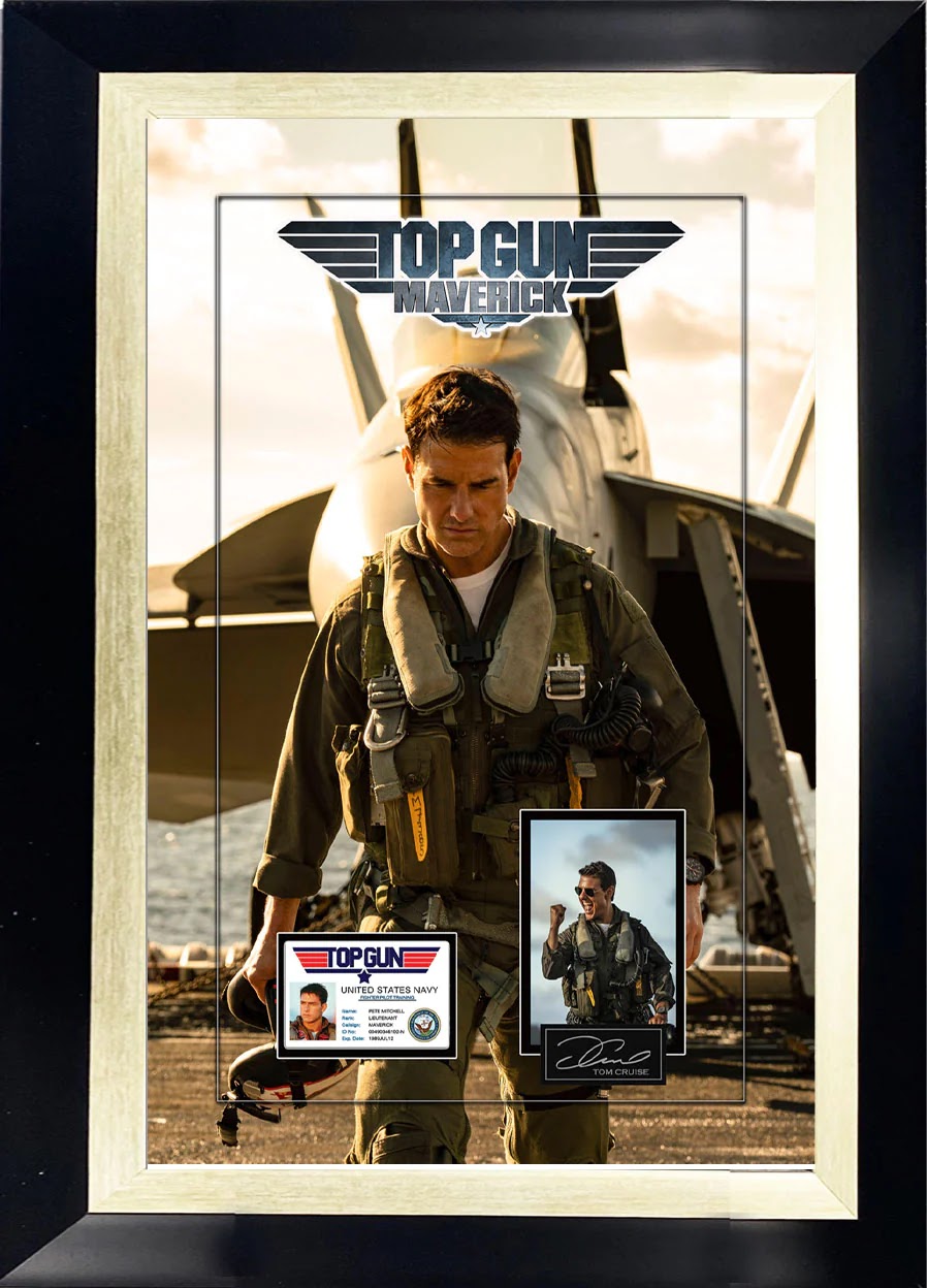 Tom Cruise "Top Gun Maverick" Laser Engraved Signature Framed Artwork - Latitude Sports Marketing