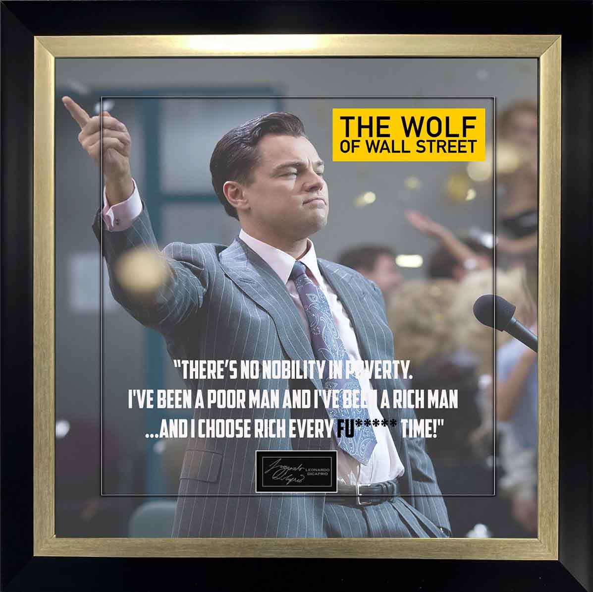 Wolf of Wall Street Photo with Laser Signature Framed
