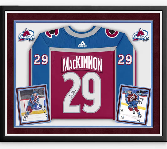 Nathan MacKinnon Autographed Avalanche Jersey with Deluxe Framed Fanatics COA