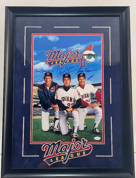 Charlie Sheen Major League Autographed 16"x20" Framed Photo