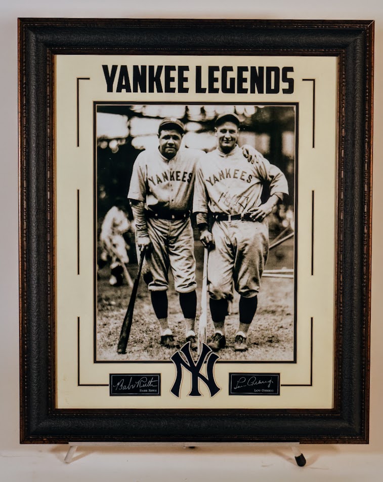 Yankee Legends Babe Ruth & Lou Gherig Laser Engraved Signature Framed