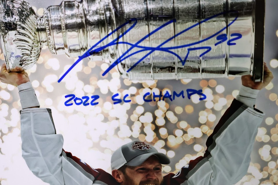 Gabe Landeskog Autographed 8x10 Holding Cup Photo with Inscriptions