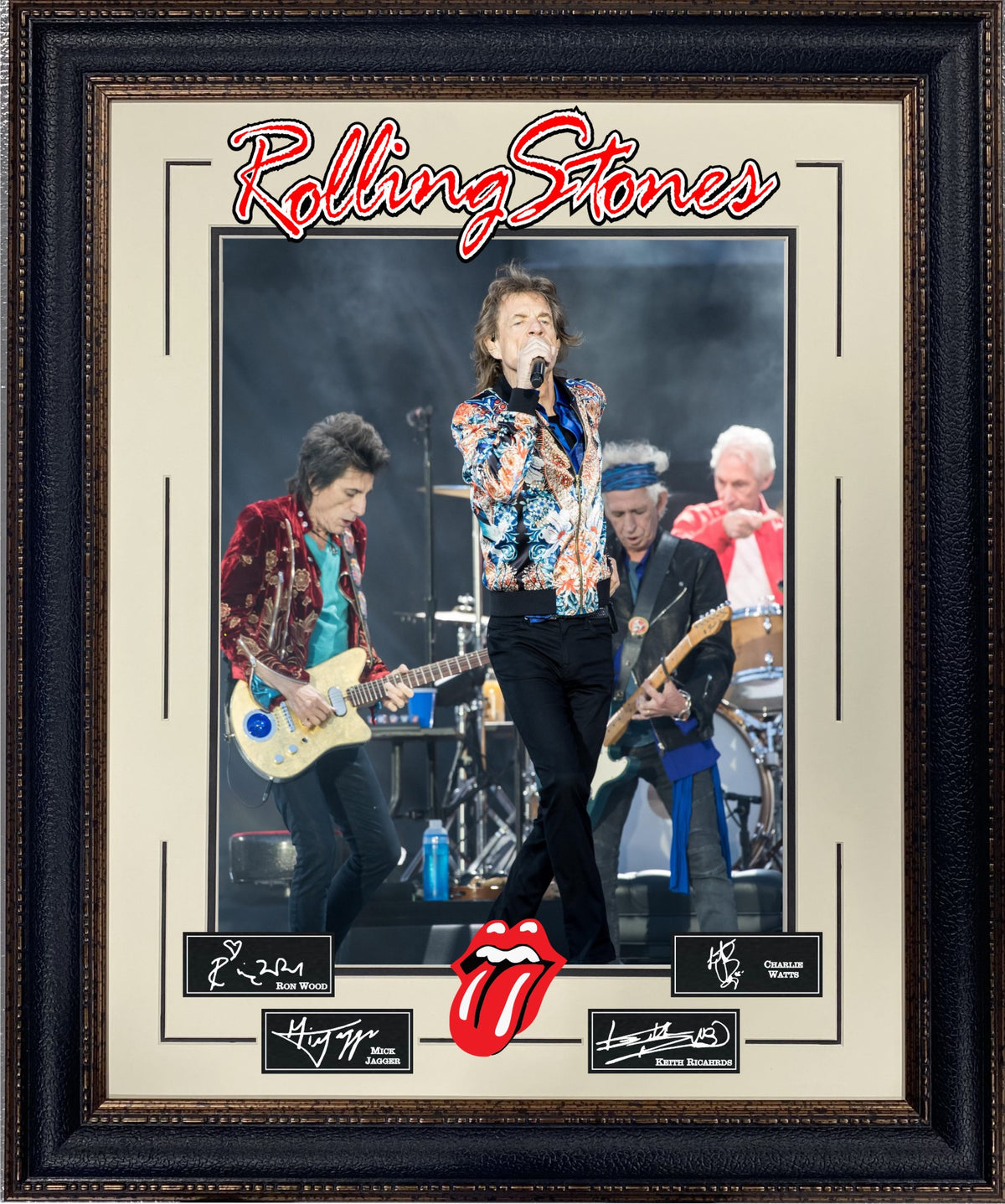 The Rolling Stones Laser Engraved Signature Framed Artwork - Latitude Sports Marketing