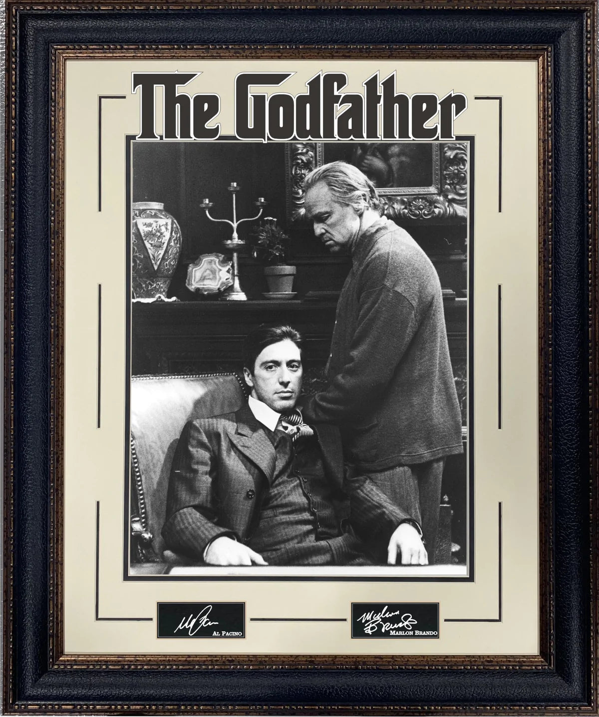 Al Pacino & Marlon Brando "The Godfather" Laser Engraved Signature Framed Artwork - Latitude Sports Marketing