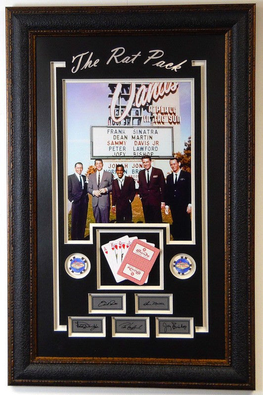 Hollywood Rat Pack Photo at the Sands Hotel with Playing Cards and Laser Signatures - Latitude Sports Marketing