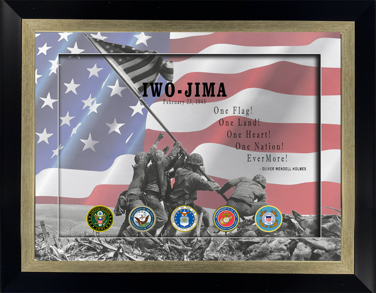 Iwo-Jima Commemoration with Quote and 3D Box Framing