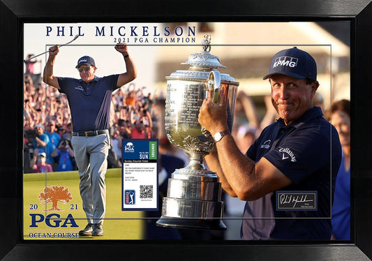 Phil Mickelson 3D Framed 2021 PGA Champion Ticket w/ Laser Signature