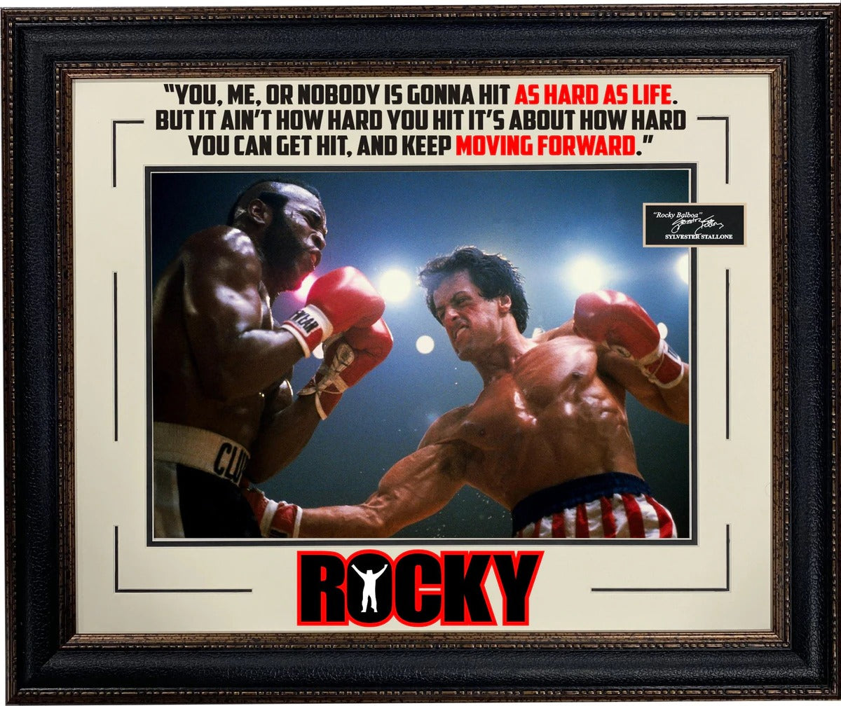 Sylvester Stallone "Rocky" Laser Engraved Signature Framed Artwork - Latitude Sports Marketing