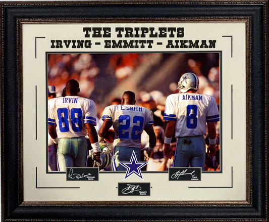 Dallas Cowboys "Triplets" Laser Engraved Signature Framed Artwork - Latitude Sports Marketing