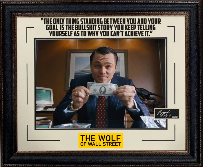 Leonardo DiCaprio "Wolf of Wall Street" Laser Engraved Signature Framed Artwork - Latitude Sports Marketing