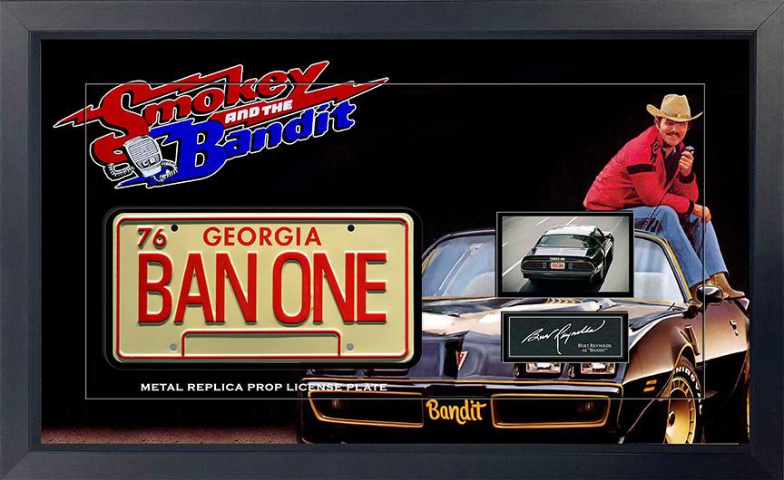 Smokey And The Bandit Movie Replica Metal Prop License Plate Framed