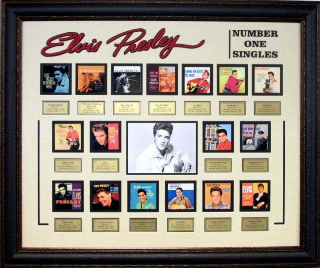 Elvis Presley #1 Hits Mini Record Album Framed Collage - Latitude Sports Marketing